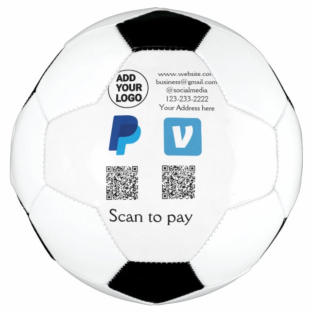 Ballon De Foot Venmo paypal scan pour payer ajouter q r code logo (Devant)
