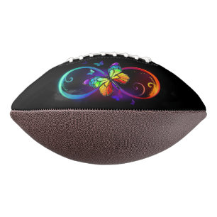 Ballon De Foot Vibrant infinity with rainbow butterfly on black