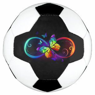 Ballon De Foot Vibrant infinity with rainbow butterfly on black