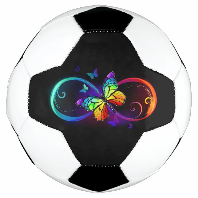 Ballon De Foot Vibrant infinity with rainbow butterfly on black (Devant)