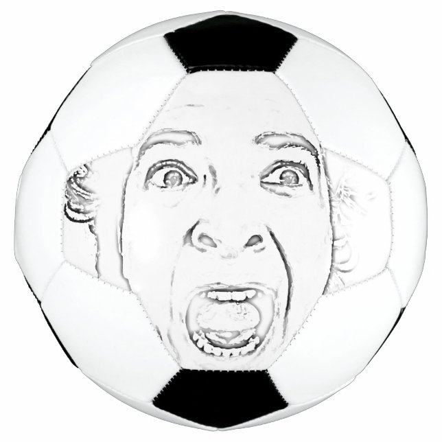 Ballon De Foot Vielle Dame Effrayée hurlant Face Hilarieuse (Devant)