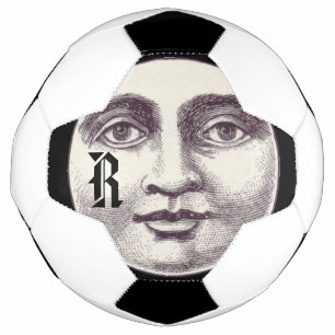Ballon De Foot Vintage homme dans la lune pleine lune visage noir