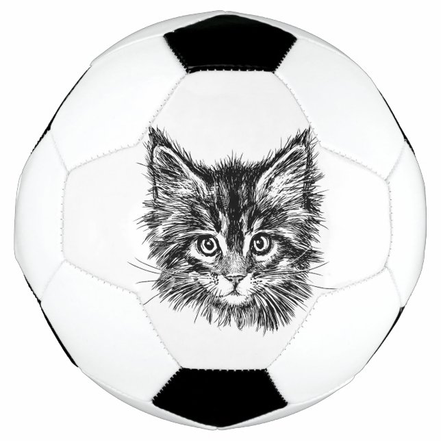 Ballon De Foot Visage de Kitten noir et blanc (Devant)