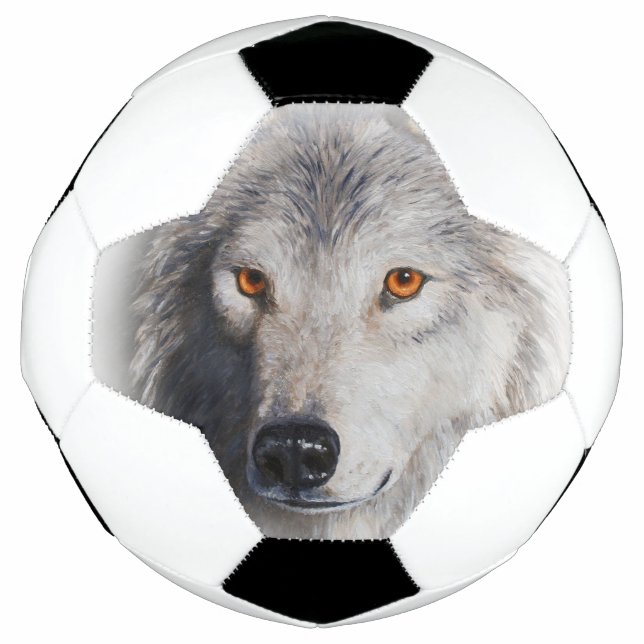 Ballon De Foot Visage de loup de bois gris (Devant)
