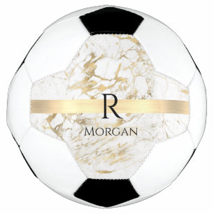 Ballon De Foot Wh & Gold Marble Gold Bar, do-it-yourself Nom Noir