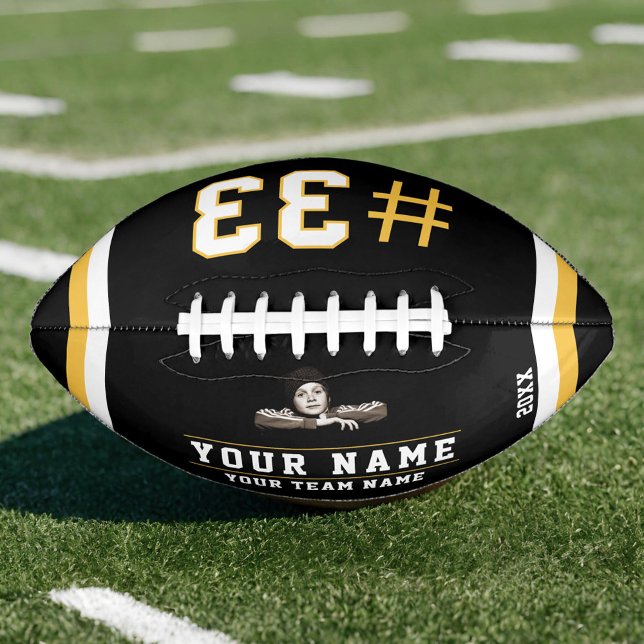 Ballon De Foot Yellow Black Nom Numéro d'équipe Photo (Créateur téléchargé)