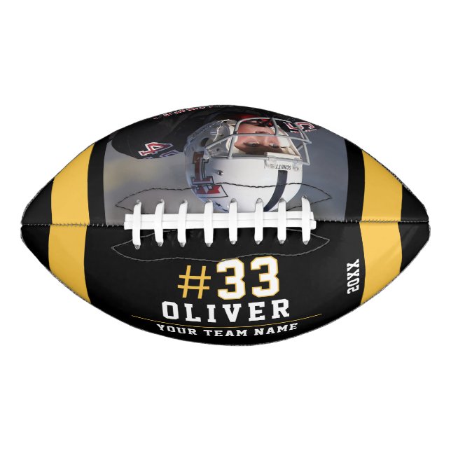 Ballon De Foot Yellow Black Nom Numéro d'équipe Photo (Devant)