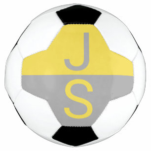 Ballon De Foot Yellow & Grey Modern Initials monogram