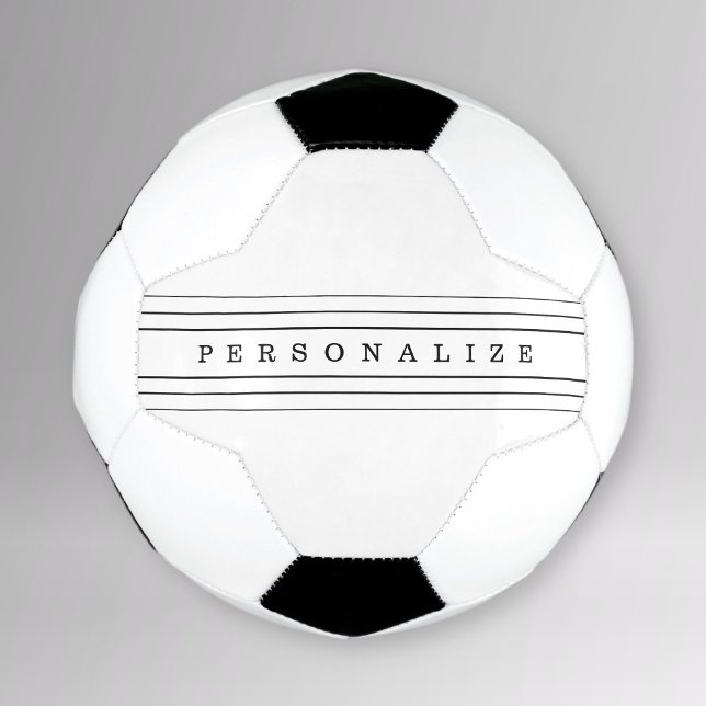 Ballon De Foot Your Custom Text & Modern Stripes | Black & White (Créateur téléchargé)