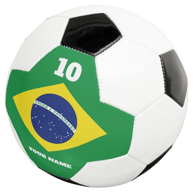 Ballon de football avec drapeau brésilien et nom d (3/4)