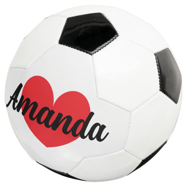 Ballon de football coeur rouge avec nom personnali (3/4)