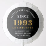 Ballon Gonflable 30th Birthday 1993 Ajouter Nom Black Gold<br><div class="desc">Un magnifique design or d'anniversaire sur un ballon de fête pour cette célébration spéciale. Customisez facilement le texte à l'aide du modèle fourni. Une partie de la gamme de normes d'établissement de fournitures d'anniversaire.</div>