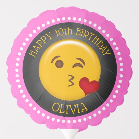 Ballon Gonflable Anniversaire Personnalise De La Petite Fille Emoji Zazzle Fr