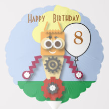 Cartoon Robot Editable Children's Birthday