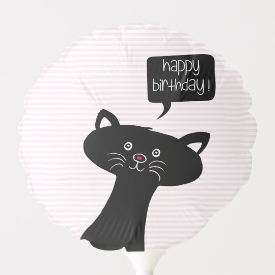 Ballon Gonflable Chat Noir Mignon De Joyeux Anniversaire Zazzle Fr