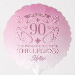 Ballon Gonflable Custom Cute Happy 90th Birthday<br><div class="desc">Fournitures élégantes personnalisables pour les fêtes d'anniversaire pour les femmes,  avec fausse parties scintillant rose. Personnalisez-le en ajoutant le nom de la fille d'anniversaire.</div>