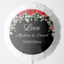 Élégant noir et rouge FLoral Mariage