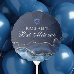 Ballon Gonflable Elégante Marine Blue Gold Agate Bat mitzvah Party<br><div class="desc">L'élégante agate bleu marine et or orne le côté de ce ballon Bat mitzvah moderne. Le nom de votre fille est écrit dans une belle écriture formelle sous l'Étoile de David. Parfait pour une famille juive chic et élégante célébrant l'appel de leur fille à la Torah.</div>