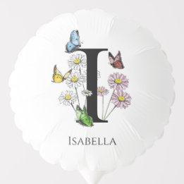 Ballon Gonflable Lettre I Floral Papillon Monogramme initial