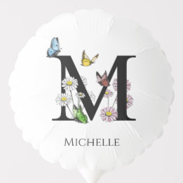 Ballon Gonflable Lettre M Floral Papillon Monogramme initial