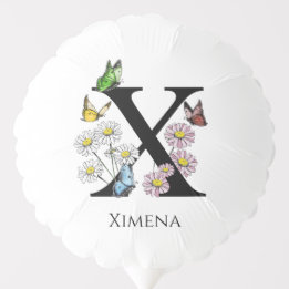 Ballon Gonflable Lettre X Floral Butterfly Monogramme initial