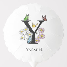 Ballon Gonflable Lettre Y Monogramme de papillon floral initial
