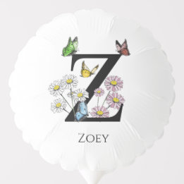 Ballon Gonflable Lettre Z Floral Papillon Monogramme initial