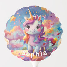 mignon nom personnalisé anniversaire coloré licorn