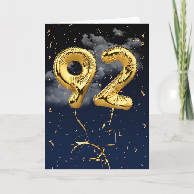 Ballon Mylar doré et carte de confettis pour 92e a (Devant)