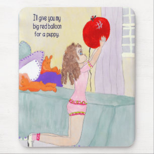 Ballon pour un chiot Tapis de souris dessiné à la