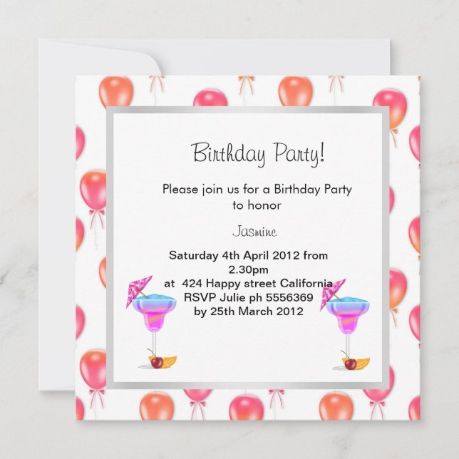ballon rouge orange ANNIVERSAIRE INVITATION 2 (Devant)