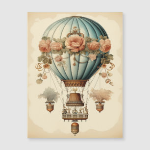 Ballon vintage Steampunk Floral Blue Hot Air