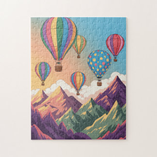 Ballons à air chaud au-dessus des montagnes Puzzle