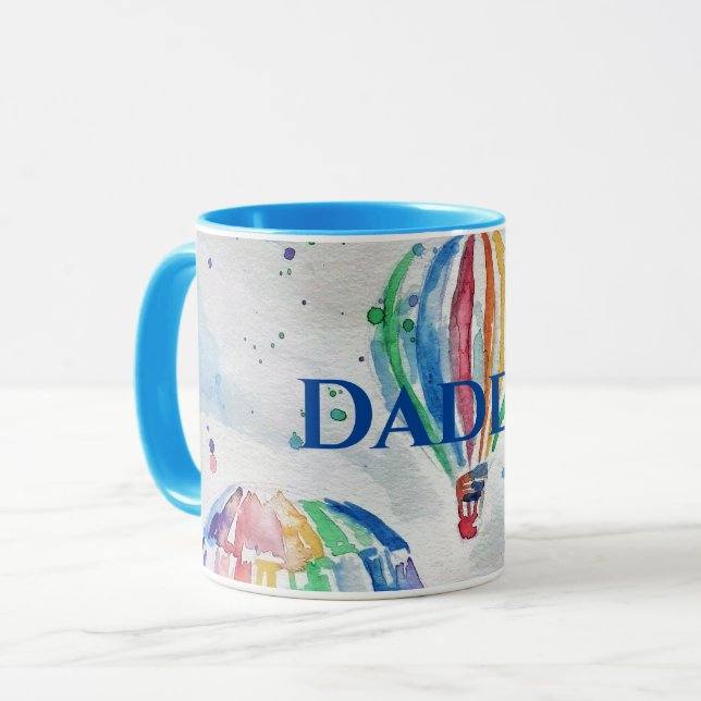 Ballons à air chaud Daddy Mug coloré d'aquarelle (Devant gauche)