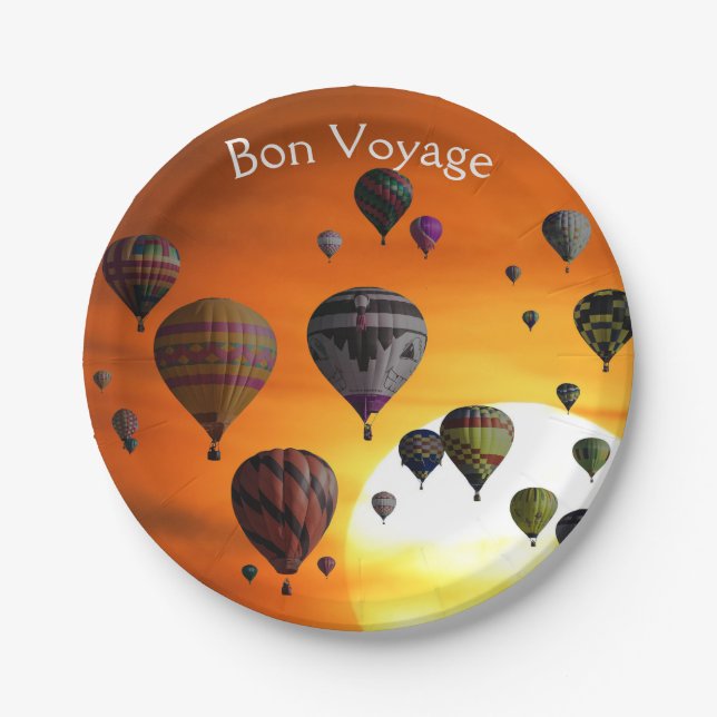 Ballons à air chaud en vol assiette en papier (Devant)