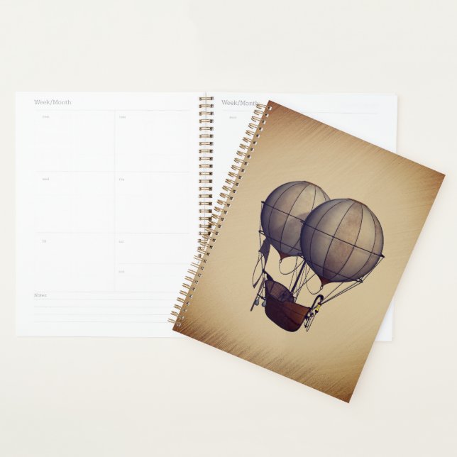 Ballons à air chaud Steampunk avec bateau (Devant avec enveloppe)