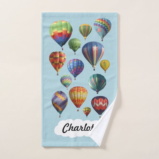 Ballons à air chaud sur la serviette bleue claire (Serviette à main)