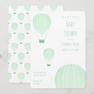 Ballons à air chaud vert Invitation Baby shower