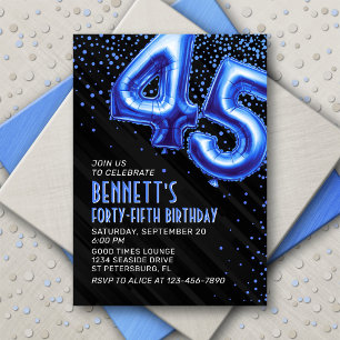 Ballons à huile bleue 45e anniversaire Invitation