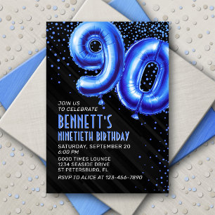 Ballons à huile bleue 90e anniversaire Invitation