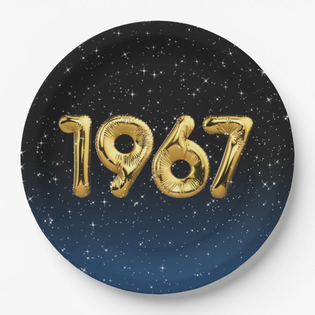 Ballons Anniversaire 1967 Dans Assiette En Papier  (Devant)