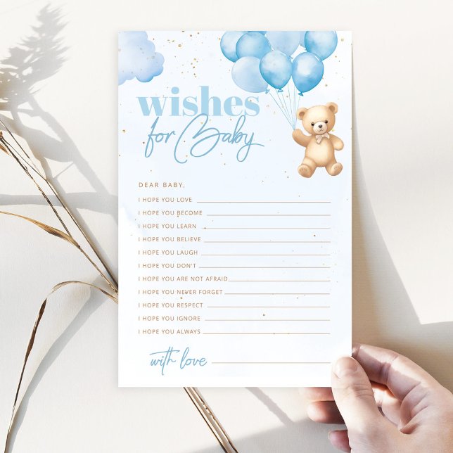 Ballons bleu ours en peluche souhaits pour bébé (Créateur téléchargé)