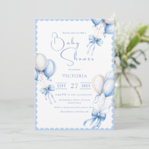 Ballons Bleus Boy Baby shower Invitation