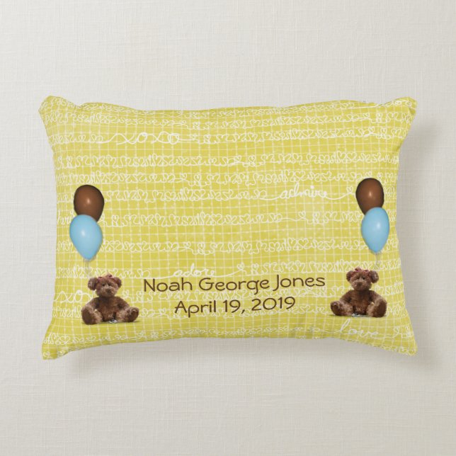 Ballons Bleus nounours Amour Bébé Accent Coussin (Devant)