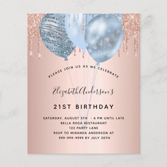 Ballons bleus rose gold bon marché pour anniversai (Devant)