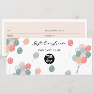 Ballons Blog Entreprise Billet cadeau de certifica