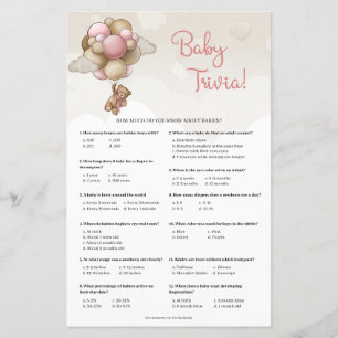 Ballons brun rose pour bébé ours bébé Trivia bébé