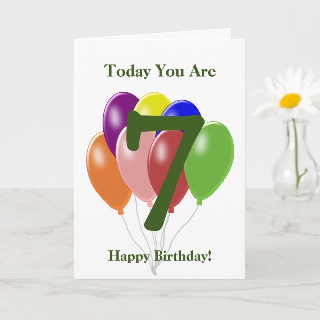 Ballons Carte personnalisée 7e anniversaire (Petite plante)