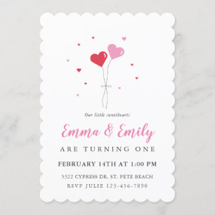 Ballons coeur Valentine Twin Invitation anniversai
