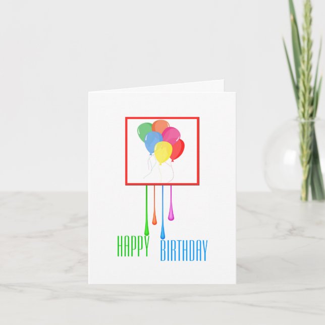 Ballons colorés Carte de voeux d'anniversaire pers (Devant)